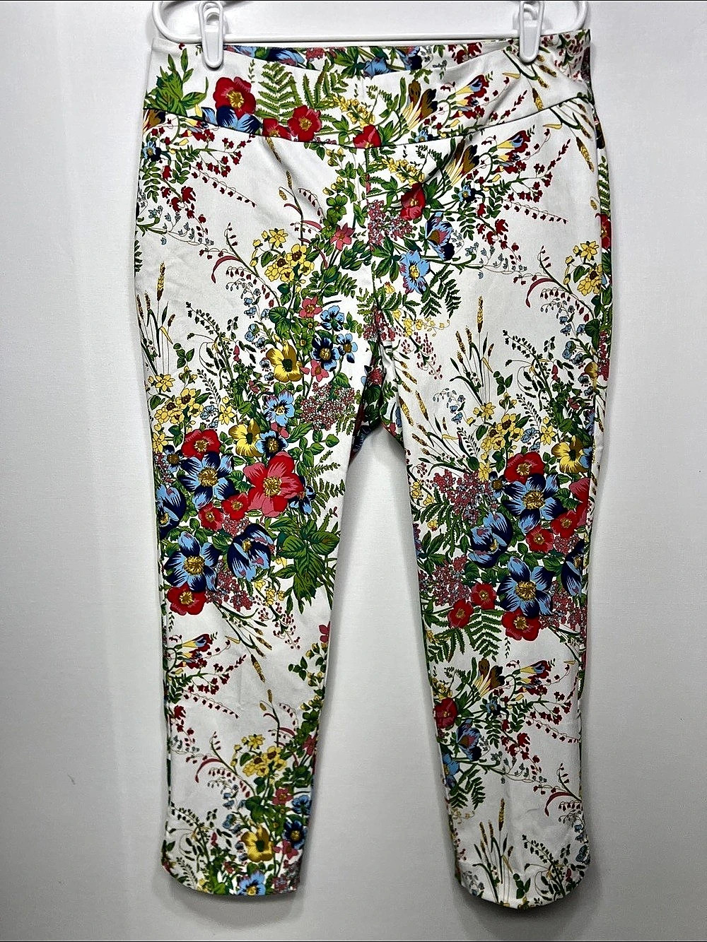 Soft Surroundings Floral Pants in White & Multicolor Size PL Like New